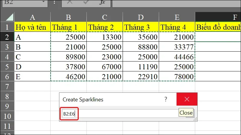 Hướng dẫn vẽ biểu đồ tăng trưởng nằm gọn trong ô Excel đơn giản, nhanh chóng