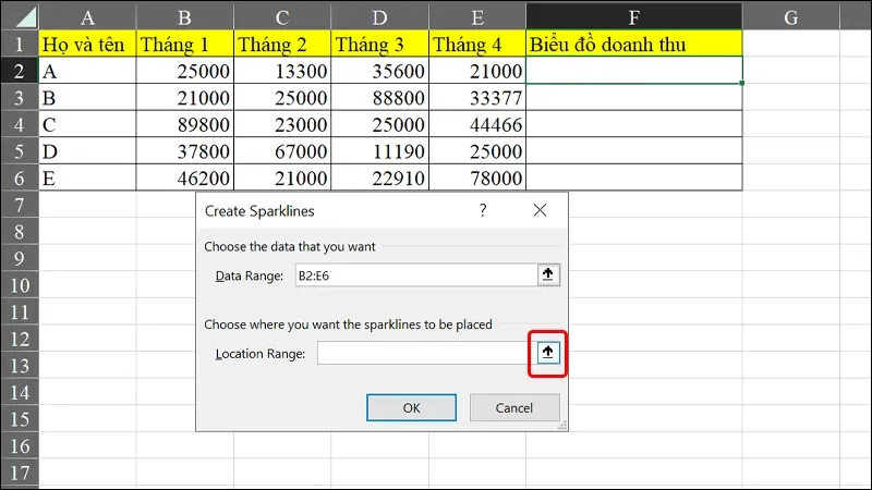 Hướng dẫn vẽ biểu đồ tăng trưởng nằm gọn trong ô Excel đơn giản, nhanh chóng