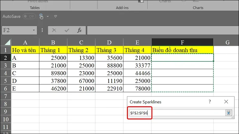 Hướng dẫn vẽ biểu đồ tăng trưởng nằm gọn trong ô Excel đơn giản, nhanh chóng