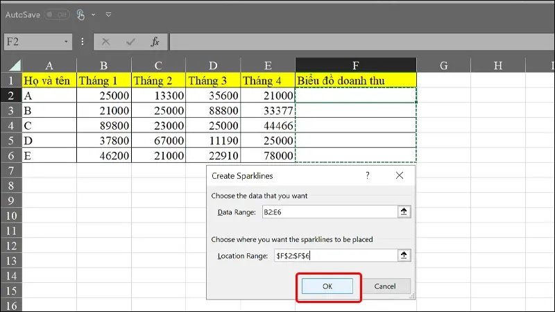 Hướng dẫn vẽ biểu đồ tăng trưởng nằm gọn trong ô Excel đơn giản, nhanh chóng