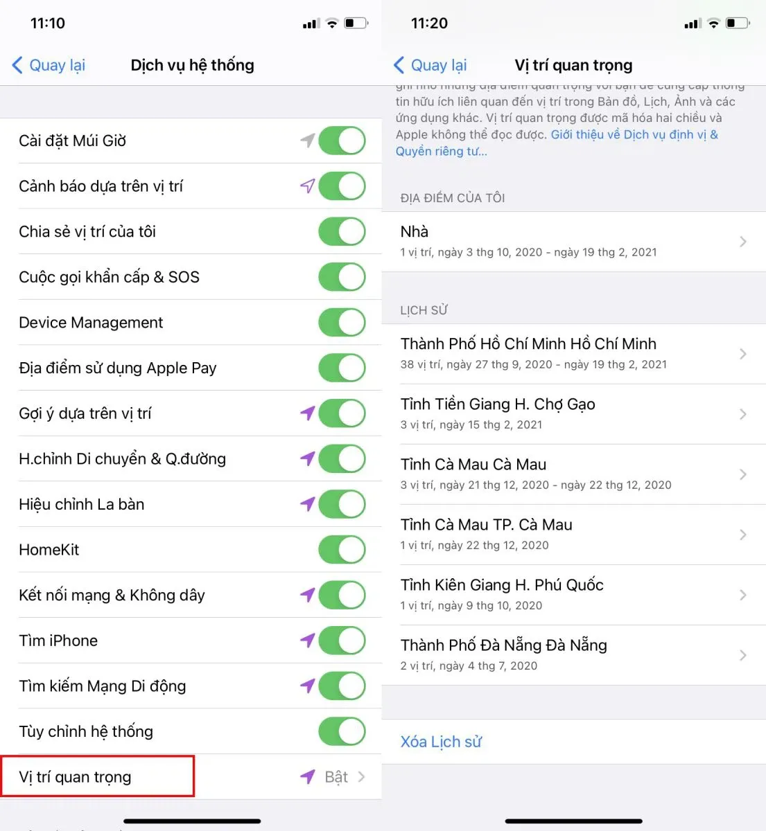 Hướng dẫn xem các nơi đã đi qua ngay trên iPhone