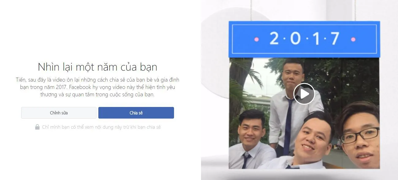 [Hướng dẫn] Xem, chỉnh sửa video ‘’ Nhìn lại năm 2017’’ trên Facebook!