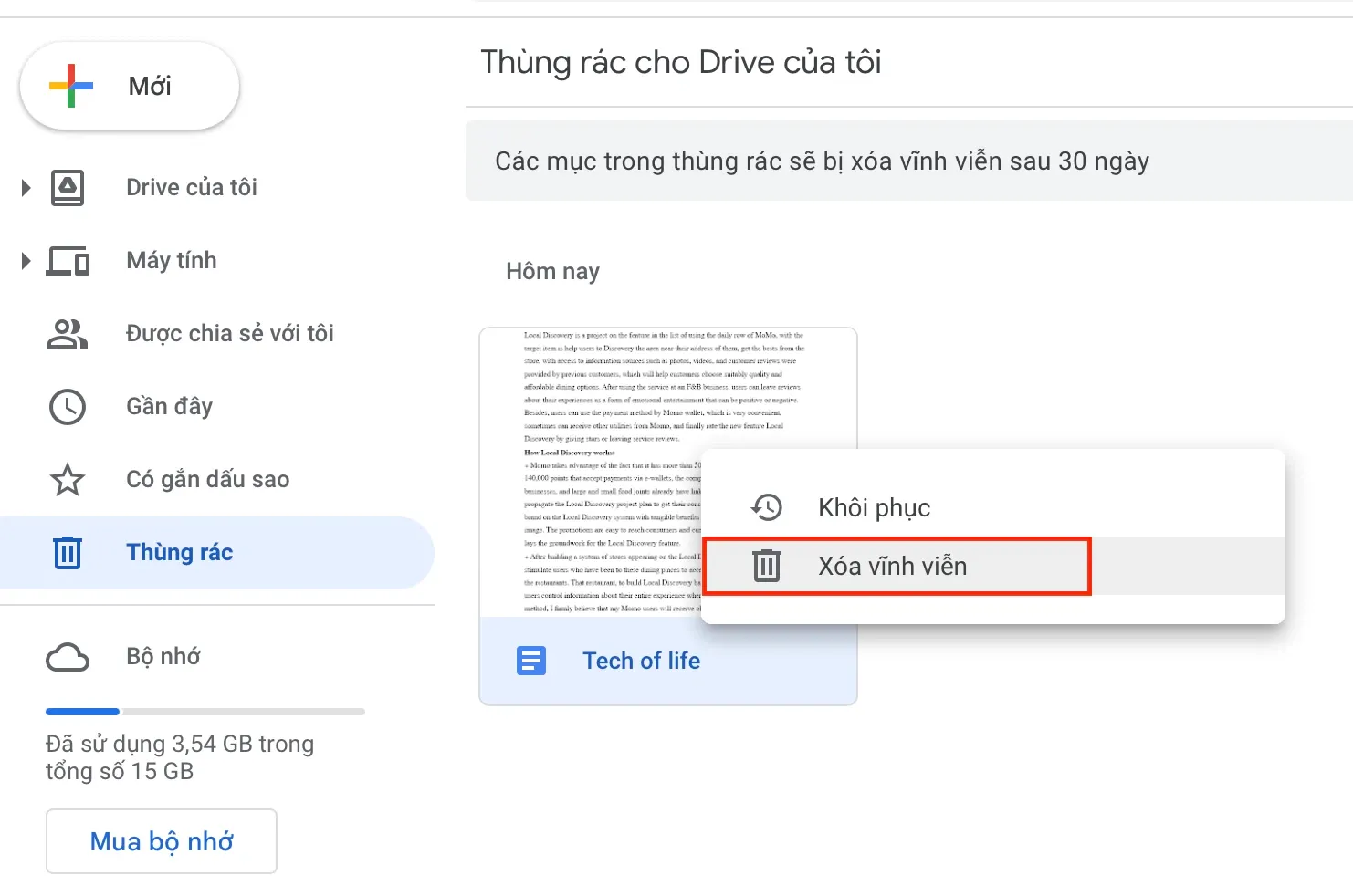 Hướng dẫn xoá File trên Google Drive và cách phục hồi đơn giản