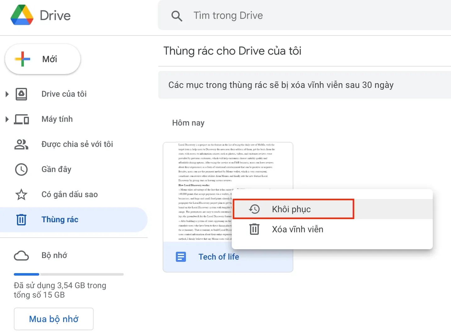 Hướng dẫn xoá File trên Google Drive và cách phục hồi đơn giản