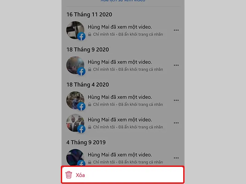 Hướng dẫn xóa lịch sử video đã xem trên Facebook cực đơn giản