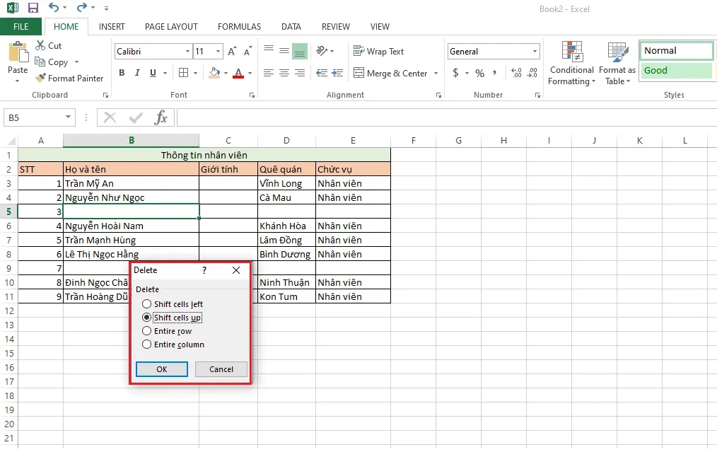 Hướng dẫn xóa ô trong Excel đơn giản, nhanh chóng