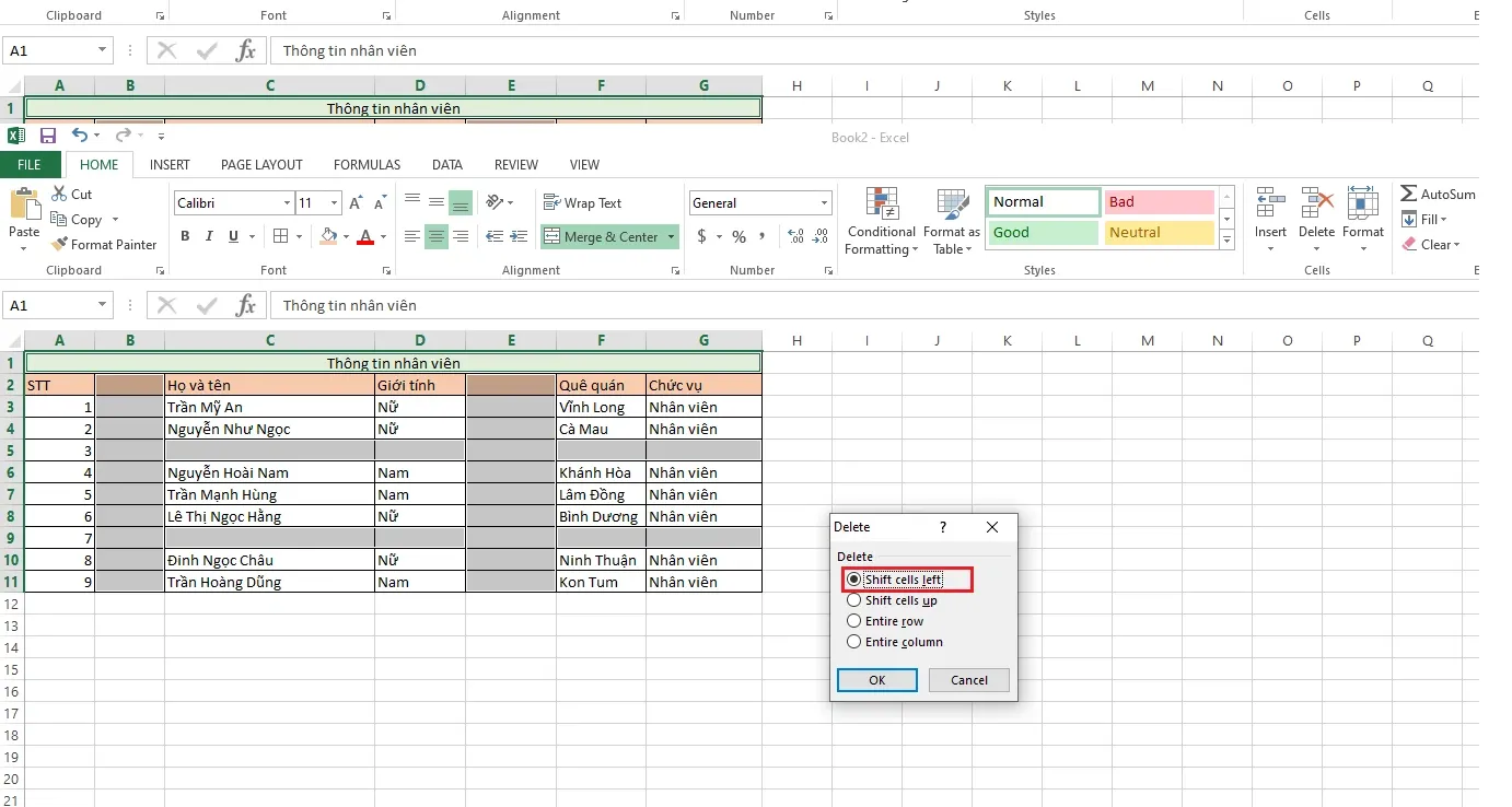 Hướng dẫn xóa ô trong Excel đơn giản, nhanh chóng