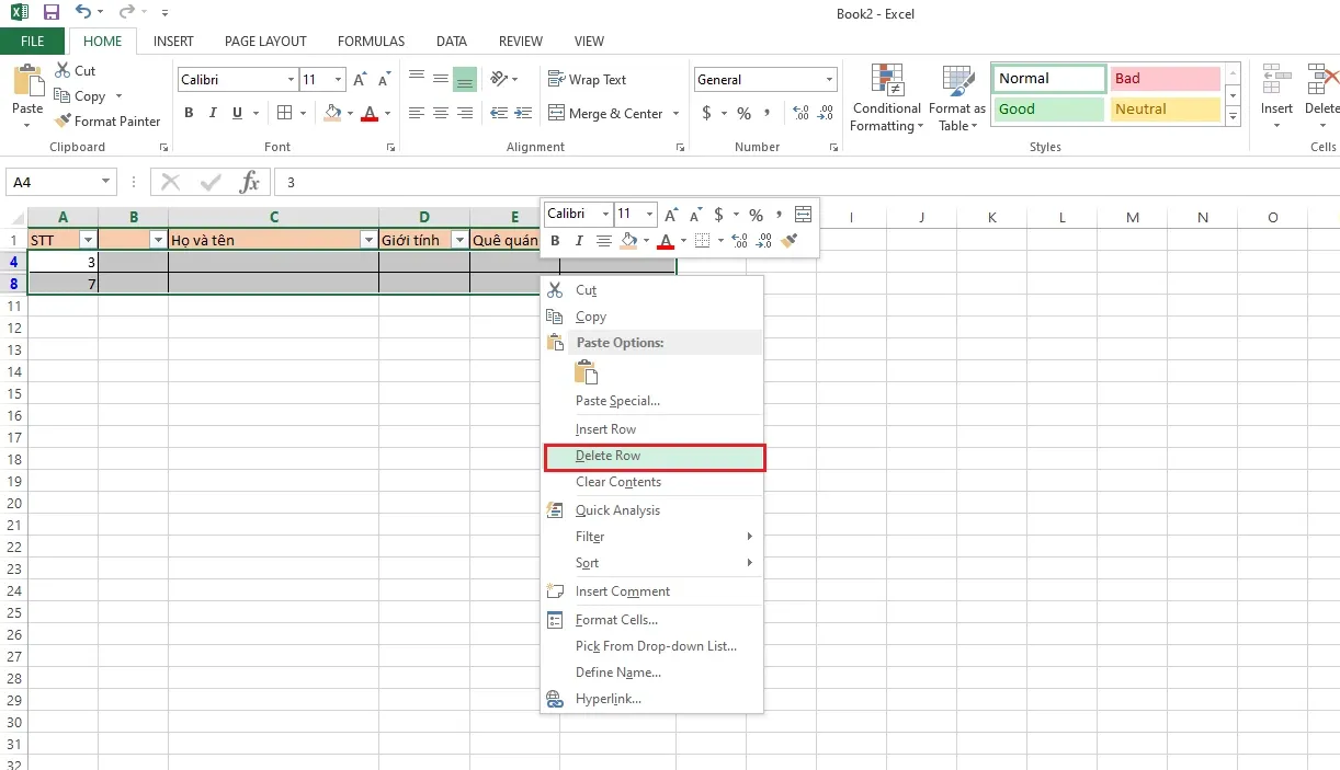 Hướng dẫn xóa ô trong Excel đơn giản, nhanh chóng