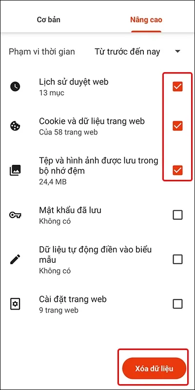 Hướng dẫn xóa toàn bộ dữ liệu duyệt web trên trình duyệt Brave