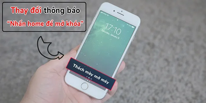 [iOS 11] Cách đổi thông báo “Nhấn home để mở khóa” ngoài màn hình khóa mà không cần Jailbreak!