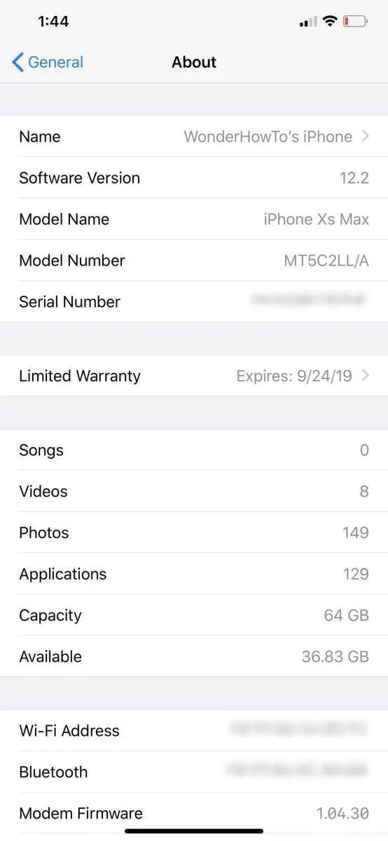 iOS 12.2 beta 6 có tính năng kiểm tra thời hạn bảo hành