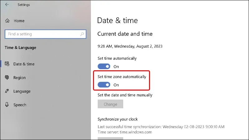Khắc phục lỗi không thể đặt múi giờ tự động trong Windows cực nhanh