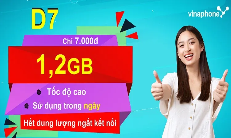 Khám phá ngay gói D7 VinaPhone có 1.2GB chỉ với 7.000đ/ngày tha hồ lướt web