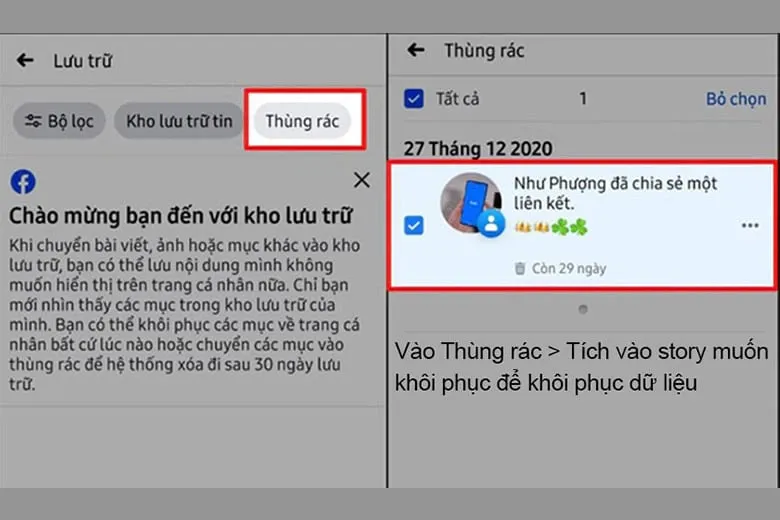 Khôi phục story bị mất trong kho lưu trữ tin Facebook với vài cách đơn giản, nhanh chóng