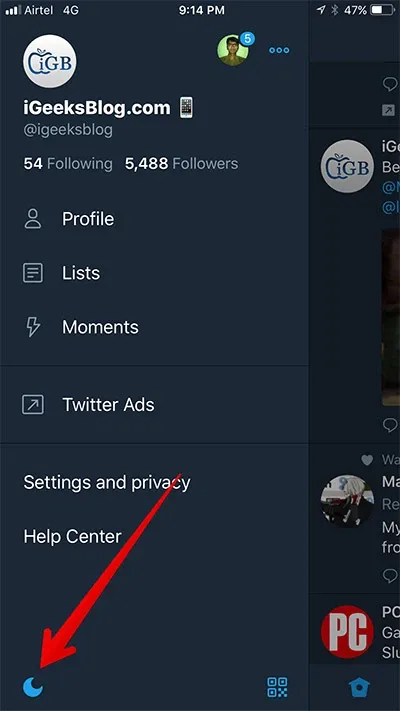 Kích hoạt chế độ Night Mode cho Twitter trên iPhone