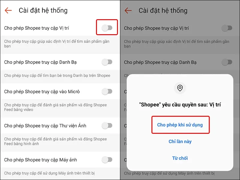Kích hoạt quyền truy cập thông tin vị trí trên Shopee cực đơn giản
