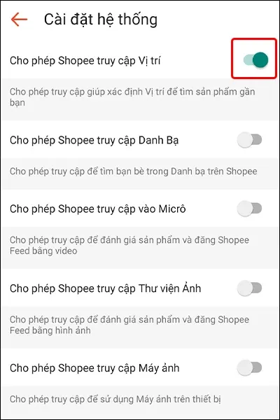 Kích hoạt quyền truy cập thông tin vị trí trên Shopee cực đơn giản