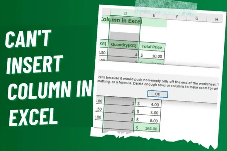Làm gì khi Microsoft Excel không cho chèn cột?