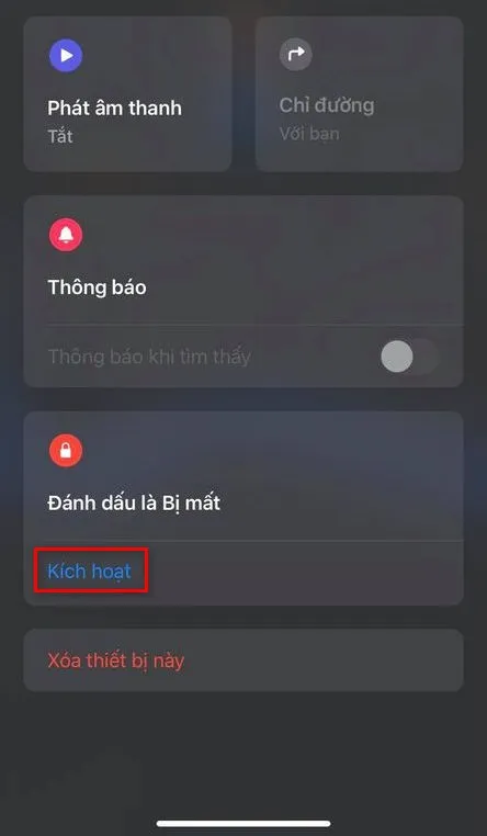 Làm sao báo iPhone bị mất trong Find My?