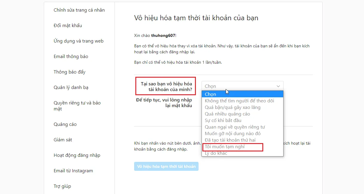 Làm sao để vô hiệu hóa, khóa tạm thời Instagram trên điện thoại?