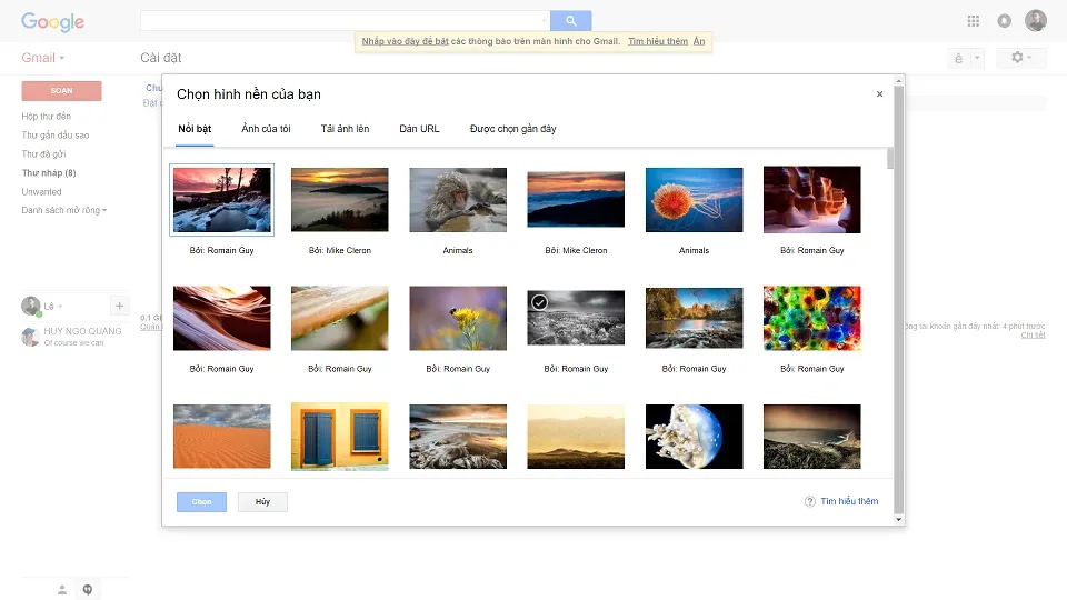 Làm thế nào để cài hình nền cho Gmail?