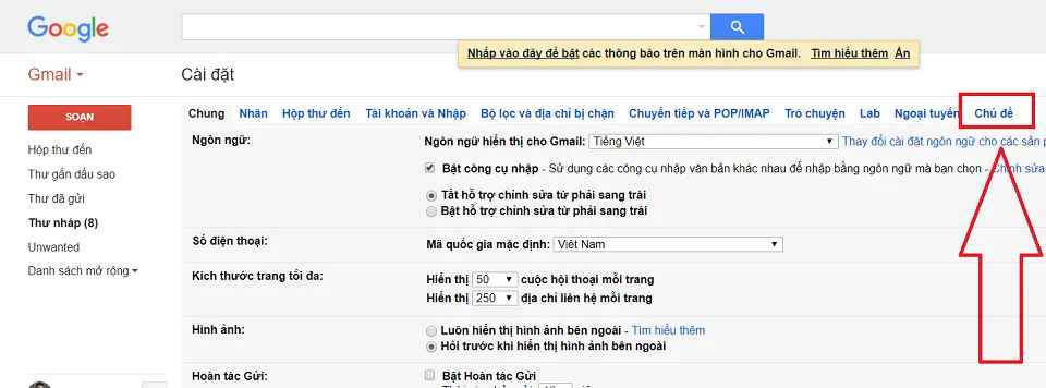 Làm thế nào để cài hình nền cho Gmail?