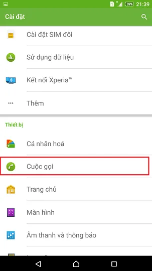 Chọn "Cuộc gọi"