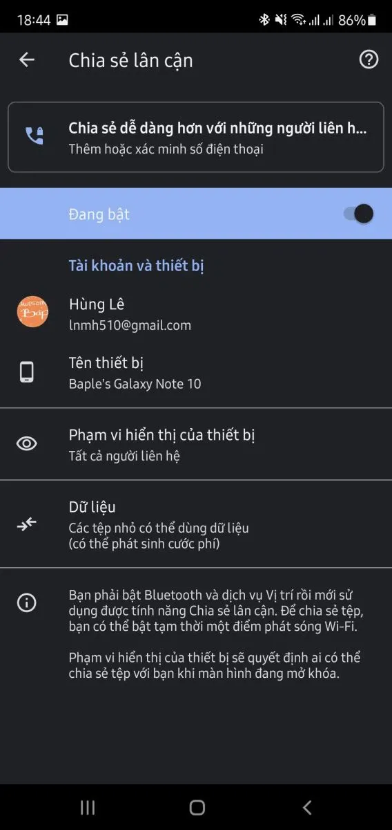 Làm thế nào để chia sẻ ảnh giữa các thiết bị Android như AirDrop bằng tính năng Nearby Share?