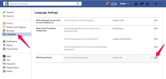 Làm thế nào để đăng status đa ngôn ngữ trên Facebook