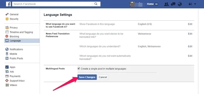 Làm thế nào để đăng status đa ngôn ngữ trên Facebook