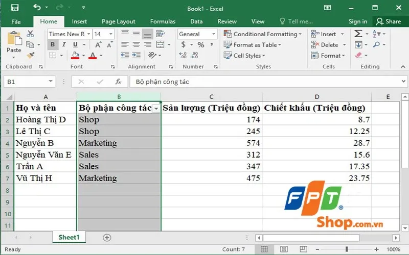 Lọc dữ liệu trong Excel cực nhanh và chính xác với cách sử dụng hàm Fillter