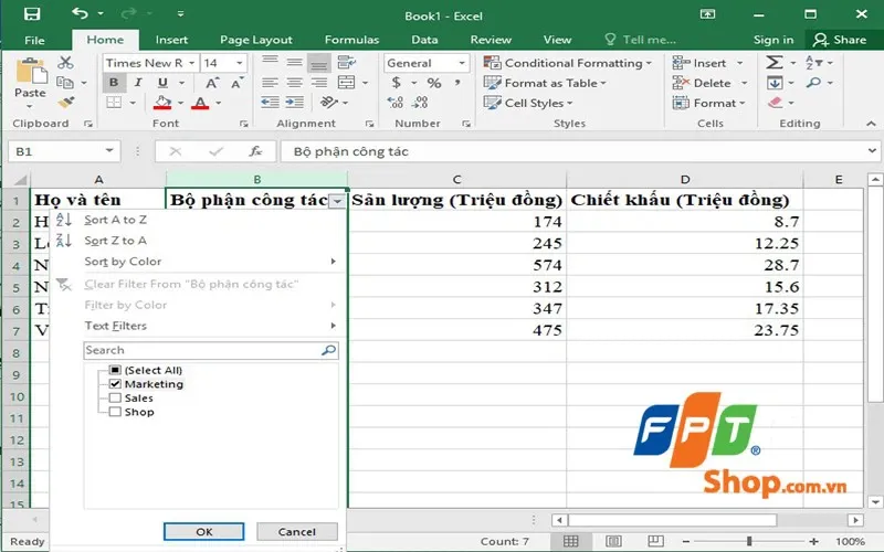 Lọc dữ liệu trong Excel cực nhanh và chính xác với cách sử dụng hàm Fillter