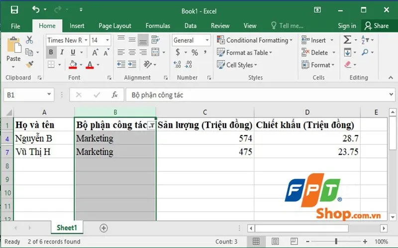 Lọc dữ liệu trong Excel cực nhanh và chính xác với cách sử dụng hàm Fillter