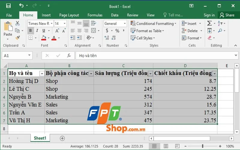 Lọc dữ liệu trong Excel cực nhanh và chính xác với cách sử dụng hàm Fillter