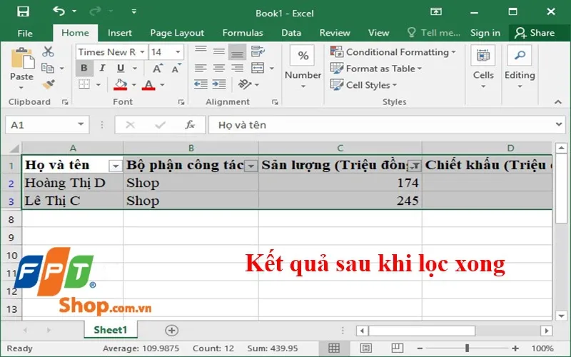 Lọc dữ liệu trong Excel cực nhanh và chính xác với cách sử dụng hàm Fillter