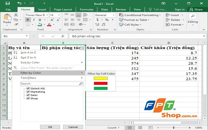 Lọc dữ liệu trong Excel cực nhanh và chính xác với cách sử dụng hàm Fillter