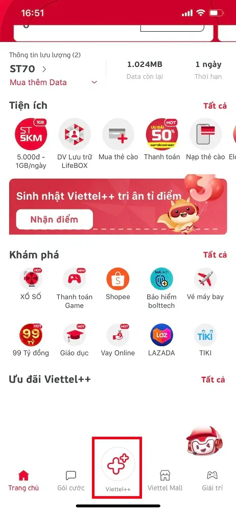 Lưu ngay cách nhận 10.000 điểm Viettel++ dùng để đổi Data, phút gọi miễn phí