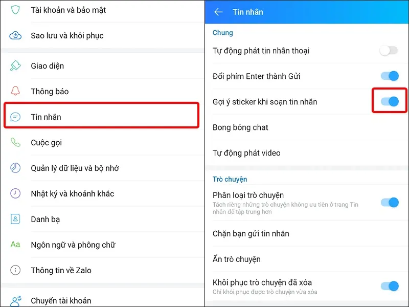 Mách bạn cách bật, tắt gợi ý sticker trên Zalo đơn giản, nhanh chóng