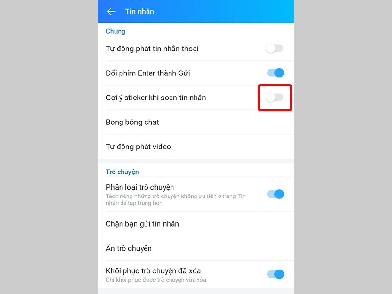 Mách bạn cách bật, tắt gợi ý sticker trên Zalo đơn giản, nhanh chóng