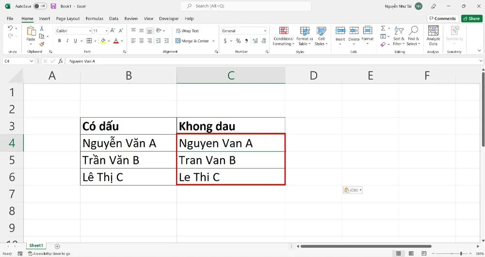 Mách bạn cách bỏ dấu trong Excel nhanh chóng và dễ làm không phải ai cũng biết