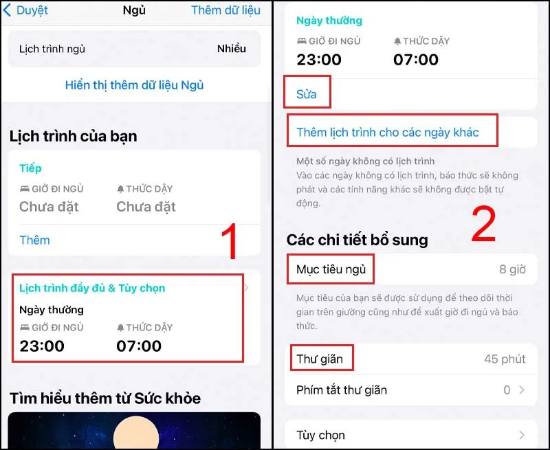 Mách bạn cách thiết lập chế độ ngủ iPhone trên ứng dụng Sức khoẻ, tiện ích mỗi ngày