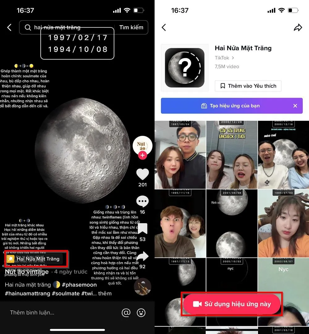 Mẹo ghép mặt trăng ngày sinh trên TikTok để xem bạn có hợp với người kia hay không