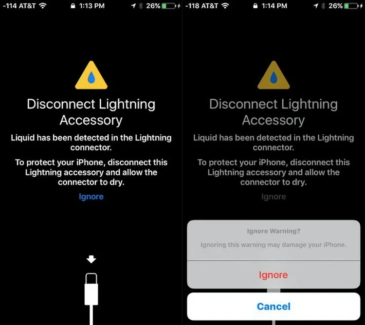 Mẹo khắc phục cảnh báo chất lỏng trong cổng Lightning trên iPhone