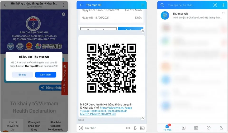 Mẹo lưu trữ thông tin đã khai báo y tế vào Thư mục QR trên Zalo