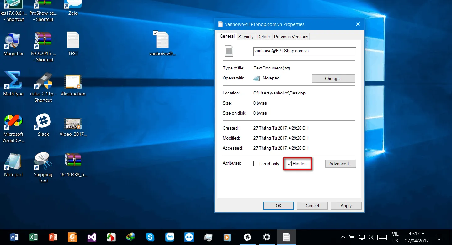 Mẹo nhỏ giúp ẩn và hiện file hoặc folder trên Windows 10 một cách dễ dàng