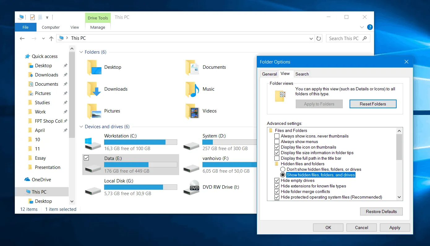 Mẹo nhỏ giúp ẩn và hiện file hoặc folder trên Windows 10 một cách dễ dàng