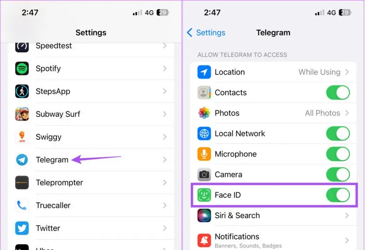 Mẹo sửa lỗi Face ID không hoạt động trong Telegram trên iPhone