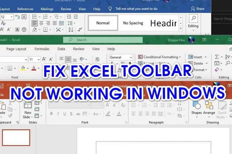 Mẹo sửa lỗi thanh công cụ Excel không hoạt động trên Windows