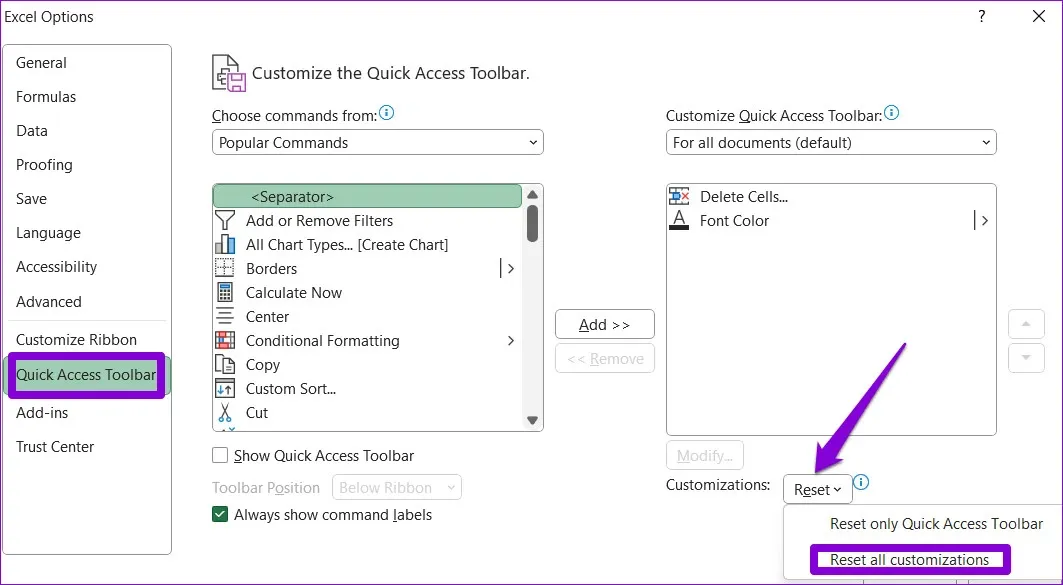 Mẹo sửa lỗi thanh công cụ Excel không hoạt động trên Windows