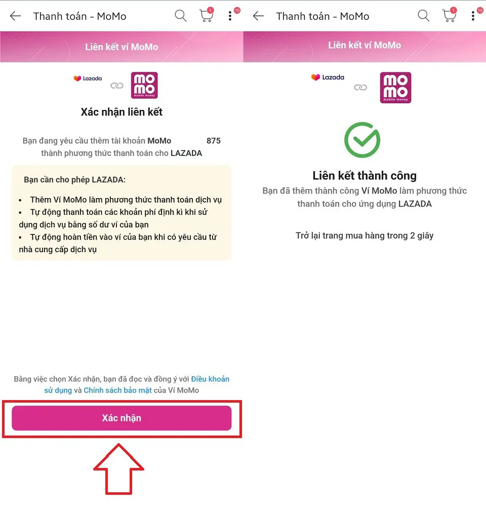 Mẹo thực hiện liên kết MoMo với Lazada cực kì đơn giản